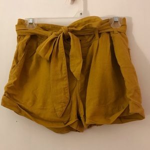 Yellow linen shorts